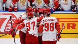 19 мая. Братислава. Швейцария - Россия - 0:3. Хоккеисты сборной России празднуют заброшенную шайбу.