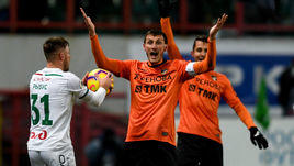 23 ноября 2018 года. Москва. "Локомотив" – "Урал" – 1:2. Мачей Рыбус и Артем Фидлер.