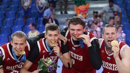 Сборная России - чемпион II Европейских игр по баскетболу 3х3! Слева направо - Алексей Жердев, Кирилл Писклов, Илья Карпенков и Станислав Шаров.