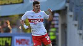 4 июля. Пеллау. "Спартак" - "Краснодар" - 1:2. 63-я минута. Радость забившего гол Зелимхана Бакаева.