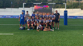 Женская сборная России по регби-7 после матча за третье место Универсиаде-2019 в Неаполе.