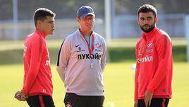 7 июля. Тарасовка. Роман Зобнин, Олег Кононов и Георгий Джикия на тренировке "Спартака".