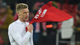 31 марта 2018 года. Москва. Тушино. "Спартак" - "Тосно" - 2:1. Павел Погребняк с майкой "Спартака".