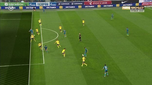12-я минута матча «Зенит» — «Ростов». 12-я минута матча «Зенит» — «Ростов».