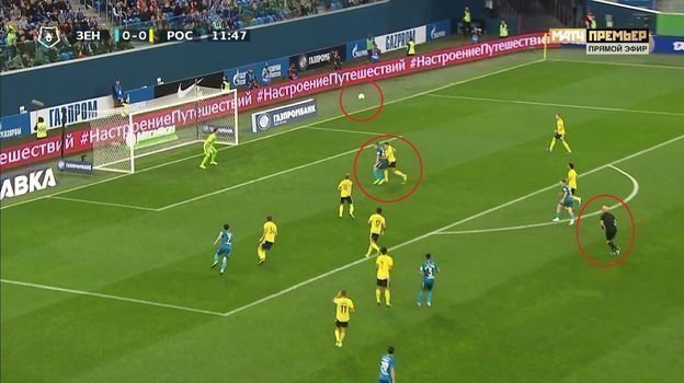 12-я минута матча «Зенит» — «Ростов». 12-я минута матча «Зенит» — «Ростов».