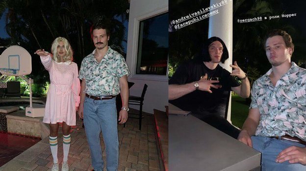 Андрей Василевский на Хэллоуин в образе рэпера Фейса (справа). Андрей Василевский на Хэллоуин в образе рэпера Фейса (справа).