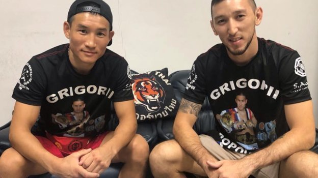 Григорий Попов с менеджером Саятом Абдрахмановым. Григорий Попов с менеджером Саятом Абдрахмановым.