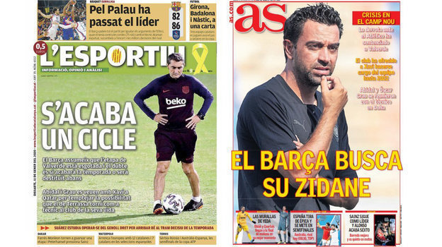 Тема тренера «Барселоны» — главная в субботних испанских газетах. Тема тренера «Барселоны» — главная в субботних испанских газетах.