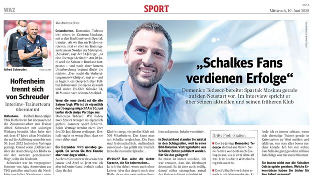 Интервью Доменико Тедеско изданию Westdeutsche Allgemeine Zeitung. Интервью Доменико Тедеско изданию Westdeutsche Allgemeine Zeitung.