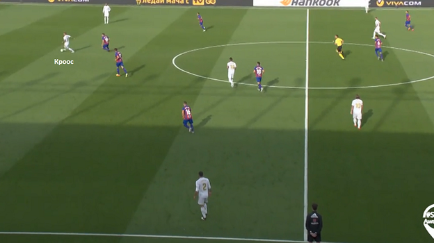 Расположение Тони Крооса в начальной стадии атаки в матче с «Эйбаром» (3:1). Расположение Тони Крооса в начальной стадии атаки в матче с «Эйбаром» (3:1).