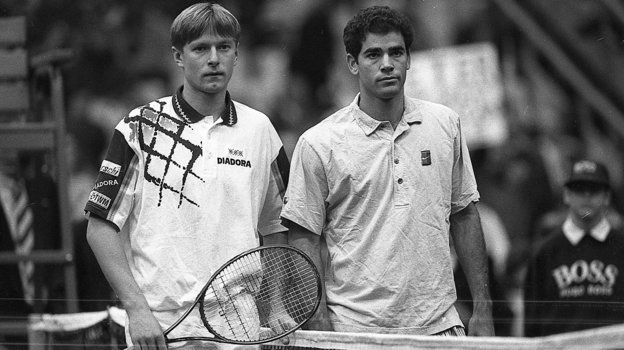 1995 год. Москва. Евгений Кафельников и первая ракетка мира Пит Сампрас перед финальным матчем Кубка Дэвиса. Фото Александр Вильф, - 1995 год. Москва. Евгений Кафельников и первая ракетка мира Пит Сампрас перед финальным матчем Кубка Дэвиса. Фото Александр Вильф, -