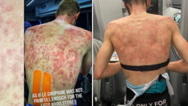 Спины велогонщиков после соревнований.