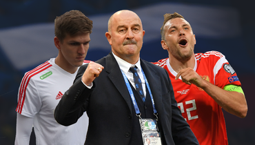 Александр Соболев, Станислав Черчесов и Артем Дзюба.