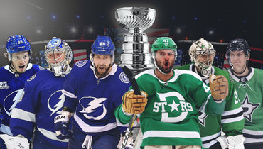 Слева направо: Михаил Сергачев, Андрей Василевский, Никита Кучеров, Александр Радулов, Антон Худобин и Денис Гурьянов.