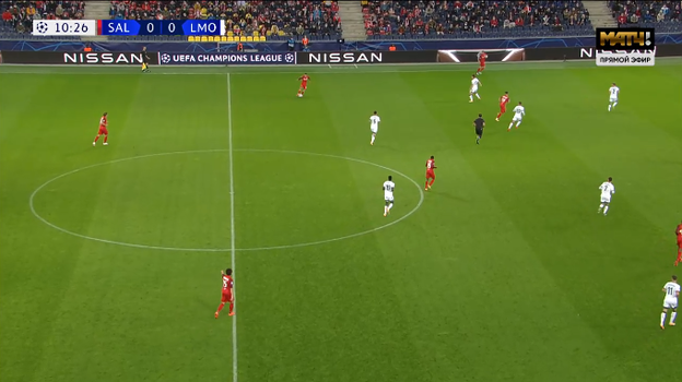 Игра «Локо» без мяча в матче с «Зальцбургом». Игра «Локо» без мяча в матче с «Зальцбургом».