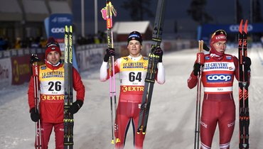 28 ноября. Рука. Алексей Червоткин, Йоханнес Клебо и Александр Большунов.
