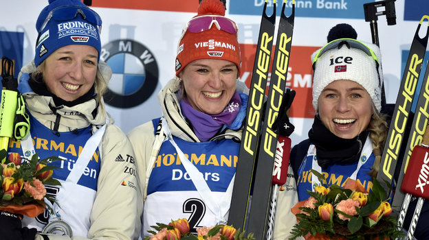 Франциска Пройс, Денизе Херрман и Тирил Экхофф. Фото AFP Франциска Пройс, Денизе Херрман и Тирил Экхофф. Фото AFP