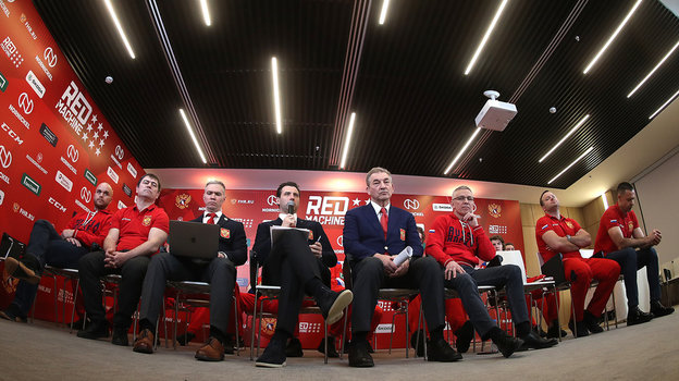 Пресс-конференция национальной сборной России. Фото Юрий Кузьмин, ФХР Пресс-конференция национальной сборной России. Фото Юрий Кузьмин, ФХР