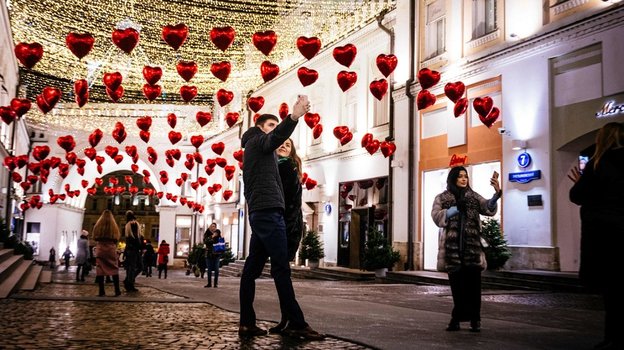 Москва в День святого Валентина. Фото AFP Москва в День святого Валентина. Фото AFP
