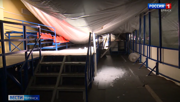 Обрушенная крыша ледового дворца.