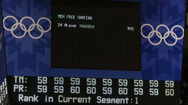 14 февраля 2002 года. Солт-Лейк-Сити. Оценки Алексея Ягудина. Фото Reuters 14 февраля 2002 года. Солт-Лейк-Сити. Оценки Алексея Ягудина. Фото Reuters