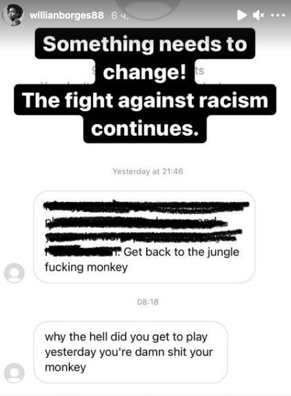 Виллиан подвергся расистским оскорблениям. Виллиан подвергся расистским оскорблениям.