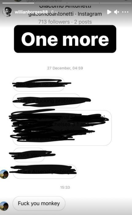 Виллиан подвергся расистским оскорблениям. Виллиан подвергся расистским оскорблениям.