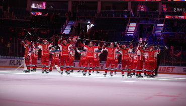 Хоккеисты ЦСКА после победы над «Салаватом Юлаевым» в матче регулярного чемпионата КХЛ.