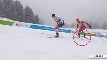 Контакт Александра Большунова и Йоханнеса Клебо.