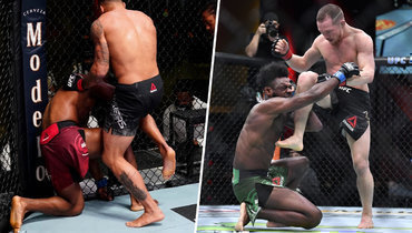 Слева: Эрик Андерс и Даррен Стюарт. Справа: Петр Ян и Алджамейн Стерлинг.