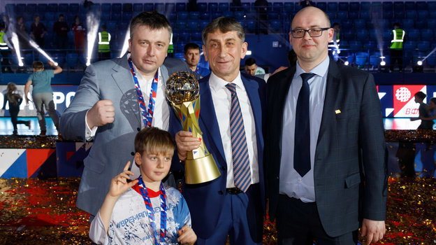 Спортивный директор Сергей Заиченко, президент Михаил Шекин, генеральный директор Николай Ступаков. Фото ВК «Динамо» Спортивный директор Сергей Заиченко, президент Михаил Шекин, генеральный директор Николай Ступаков. Фото ВК «Динамо»