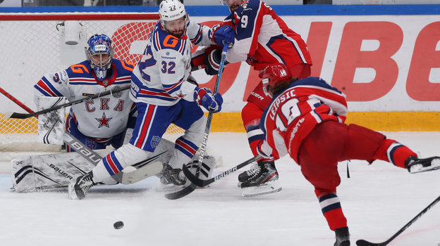 4 апреля. Москва. ЦСКА — СКА — 2:0. Опасный момент у ворот Александра Самсонова. Фото Александр Федоров, «СЭ» / Canon EOS-1D X Mark II 4 апреля. Москва. ЦСКА — СКА — 2:0. Опасный момент у ворот Александра Самсонова. Фото Александр Федоров, «СЭ» / Canon EOS-1D X Mark II