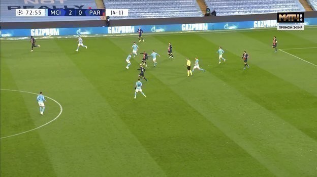 Эпизод матча 1/2 финала Лиги чемпионов «Манчестер Сити» — «ПСЖ». Эпизод матча 1/2 финала Лиги чемпионов «Манчестер Сити» — «ПСЖ».