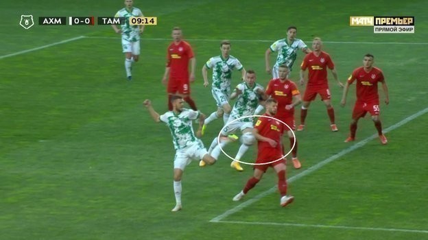 «Ахмат» — «Тамбов»: арбитр правильно не назначил пенальти в ворота гостей. «Ахмат» — «Тамбов»: арбитр правильно не назначил пенальти в ворота гостей.