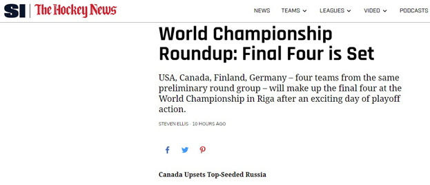 Sports Illustrated — о матче Россия — Канада. Sports Illustrated — о матче Россия — Канада.