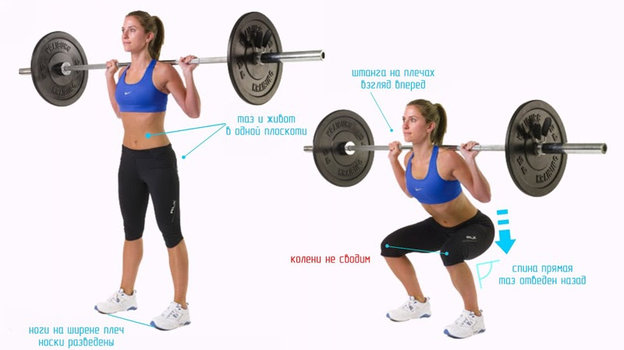 Приседания со штангой. Фото do4a.net Приседания со штангой. Фото do4a.net