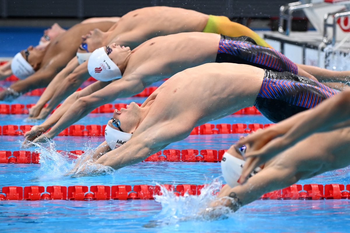 Olympic swimming start moment