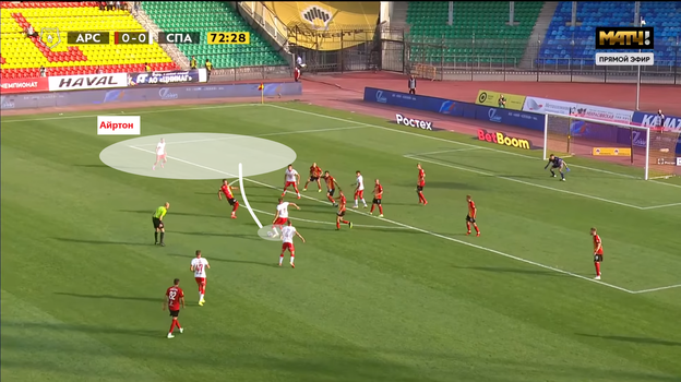 Соболев делает передачу на Айртона. Соболев делает передачу на Айртона.