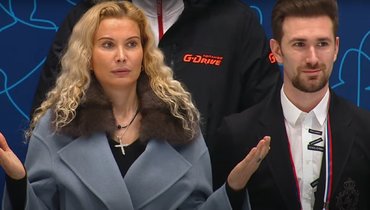 Реакция Тутберидзе на разминку Тарасовой и Морозова перед произвольной программой на чемпионате России