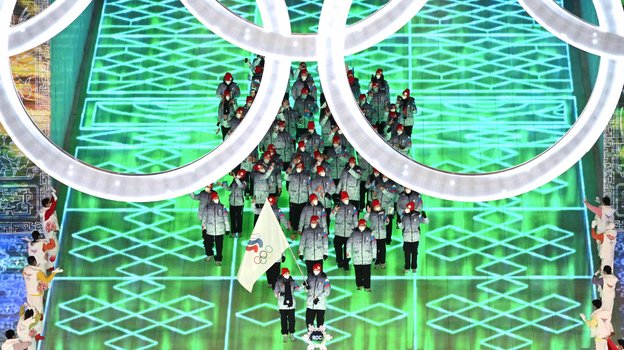 Спортсмены сборной России на церемонии открытия Олимпийских игр в Пекине. Фото AFP Спортсмены сборной России на церемонии открытия Олимпийских игр в Пекине. Фото AFP