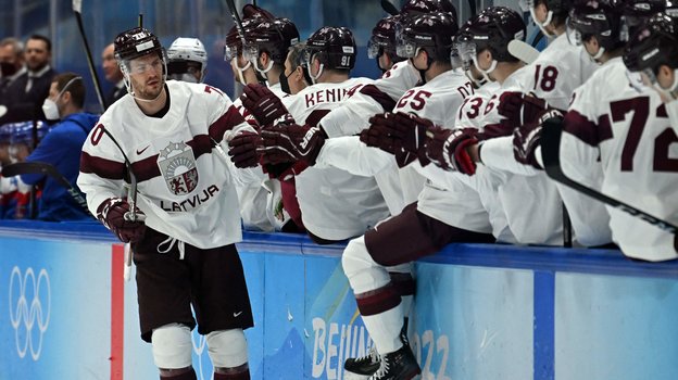 Хоккеисты сборной Латвии. Фото AFP Хоккеисты сборной Латвии. Фото AFP