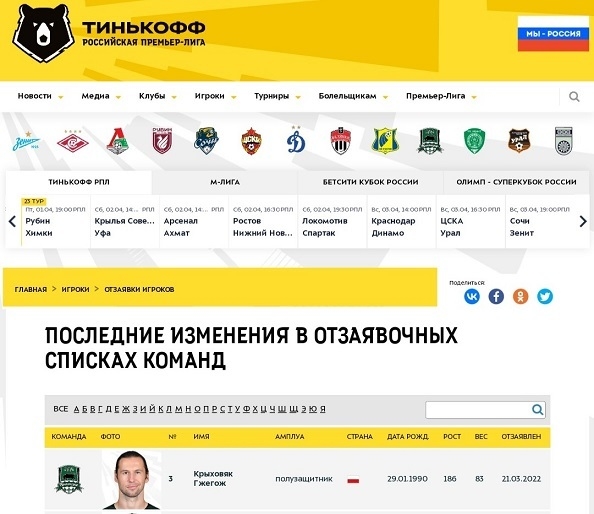 Сайт РПЛ. Фото РПЛ Сайт РПЛ. Фото РПЛ