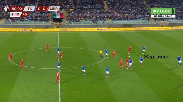24 марта. Палермо. Италия — Македония - 0:1. Действия Жоржиньо во время пропущенного гола. 24 марта. Палермо. Италия — Македония - 0:1. Действия Жоржиньо во время пропущенного гола.