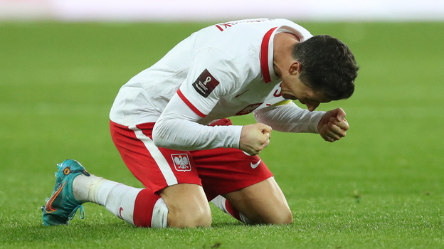 Роберт Левандовски праздует выход сборной Польши на ЧМ. Фото Reuters Роберт Левандовски праздует выход сборной Польши на ЧМ. Фото Reuters