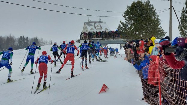 Масс-старт на 50 км на чемпионате России в Сыктывкаре. Фото ФЛГР Масс-старт на 50 км на чемпионате России в Сыктывкаре. Фото ФЛГР