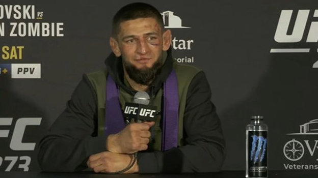 Хамзат Чимаев. Фото скриншот с послематчевой пресс-конференции Хамзат Чимаев. Фото скриншот с послематчевой пресс-конференции