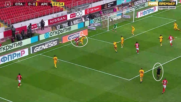 «Спартак» — «Арсенал». Фото Скриншот трансляции. «Спартак» — «Арсенал». Фото Скриншот трансляции.