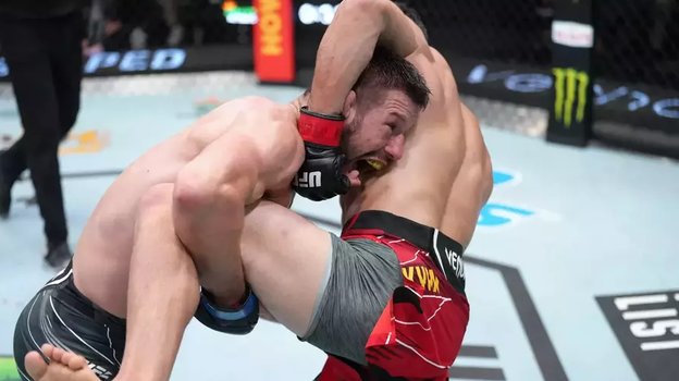 Гамрот проводит тейкдаун. Фото Zuffa LLC Гамрот проводит тейкдаун. Фото Zuffa LLC