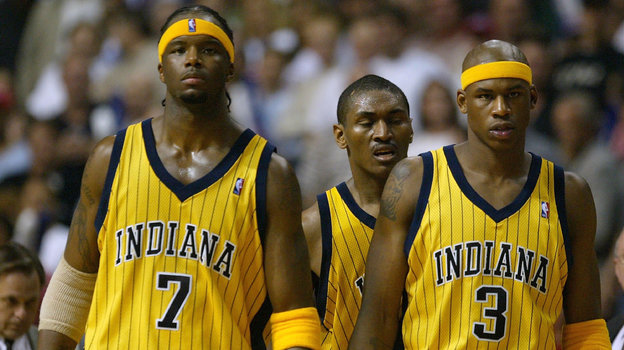 Джермейн О’Нил, Рон Артест, Эл Харрингтон. Фото Getty Images Джермейн О’Нил, Рон Артест, Эл Харрингтон. Фото Getty Images