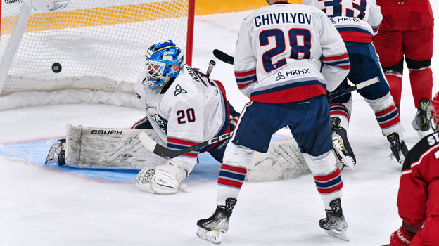 Вратарь «Нефтехимика» Антон Кислицын (20-й номер). Фото ХК «Витязь» Вратарь «Нефтехимика» Антон Кислицын (20-й номер). Фото ХК «Витязь»